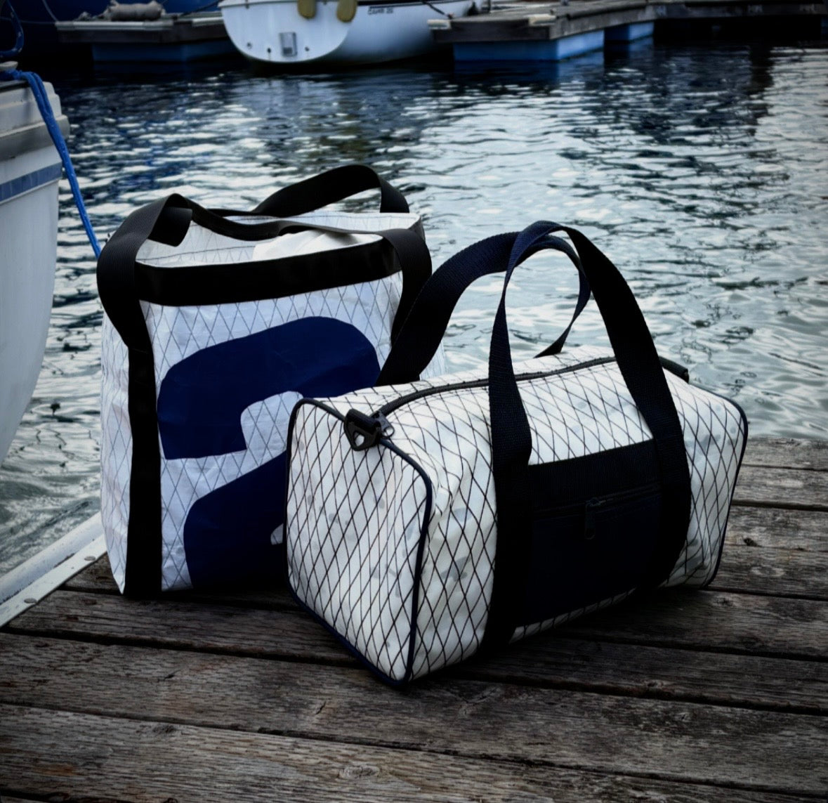 Upcycled Sailcloth Duffel & Tote Set